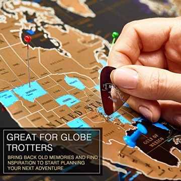 MY MAP Scratch Off World Map Poster with US States