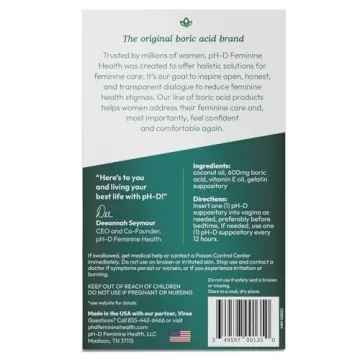 pH-D Boric Acid Moisturizing Suppositories - Vaginal Care