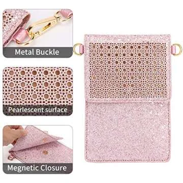 AnsTOP Lightweight Leather Phone Purse, Small Crossbody Bag Mini Cell Phone Pouch Shoulder Bag with Strap for Women