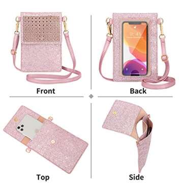 AnsTOP Lightweight Leather Phone Purse, Small Crossbody Bag Mini Cell Phone Pouch Shoulder Bag with Strap for Women