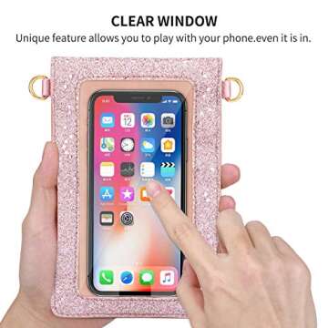 AnsTOP Lightweight Leather Phone Purse, Small Crossbody Bag Mini Cell Phone Pouch Shoulder Bag with Strap for Women