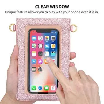 AnsTOP Lightweight Leather Phone Purse, Small Crossbody Bag Mini Cell Phone Pouch Shoulder Bag with Strap for Women