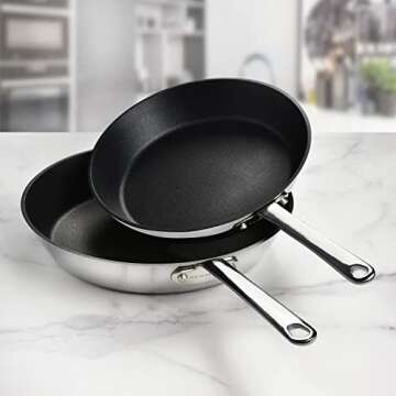 Scanpan Stratanium+ Nonstick Stainless Steel 9.5 & 11" Fry Pan Skillet Set - Maitre D' - Made in Denmark