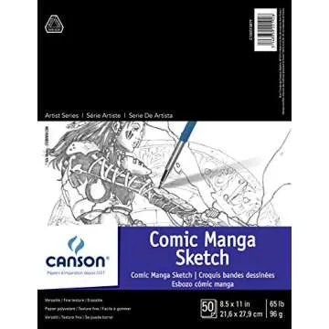 Canson Artist Series Comic and Manga Sketchbook, Foldover Pad, 8.5x11 inches, 50 Sheets (65lb/96g) -...
