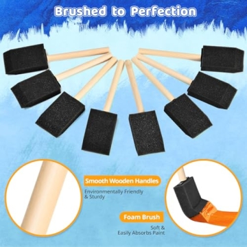 Foam Paint Brushes 1.6 Inch Set for Smooth Painting