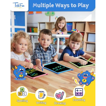 TEKFUN 2 Pack LCD Writing Tablet with Stylus, 8.5in Erasable Doodle Board Mess Free Drawing Pad for Kids, Car Trip Educational Toys Birthday Christmas Gift for 3 4 5 6 7 Girls Boys (2*Blue)