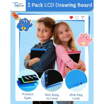 TEKFUN 2 Pack LCD Writing Tablet with Stylus, 8.5in Erasable Doodle Board Mess Free Drawing Pad for Kids, Car Trip Educational Toys Birthday Christmas Gift for 3 4 5 6 7 Girls Boys (2*Blue)