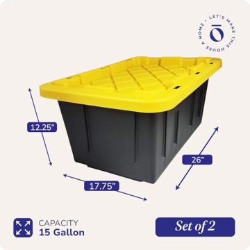 HOMZ 15-Gallon Sturdy Stackable Storage Bins Set