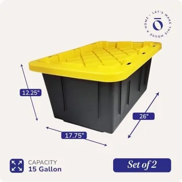 HOMZ 15-Gallon Sturdy Stackable Storage Bins Set