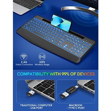 Wireless Ergonomic Keyboard with Custom Backlights