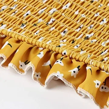 MOOSLOVER Women's Shirred Bandeau Bikini Top High Waisted Bottom 2 Piece Swimsuits Bikini Set(S,Yellow)