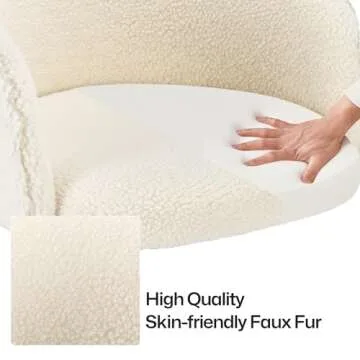 KCC Faux Fur Office Desk Chair, Comfy Fluffy Swivel Modern Leisure Armchair with Wheels, Upholstered Comfy Fuzzy Vanity Makeup Chair Height Adjustable for Teens Women Girls Elegant Home Office