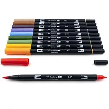Tombow 56168 Dual Brush Pen Art Markers in 10-Pack