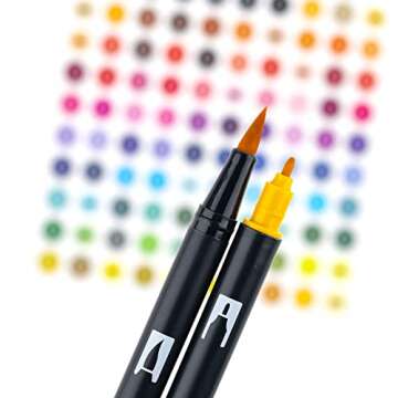 Tombow 56168 Dual Brush Pen Art Markers, Secondary, 10-Pack. Blendable, Brush and Fine Tip Markers