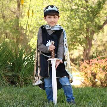 Great Pretenders Silver Knight Tunic Cape & Crown 5/6 Years Dress Up Play