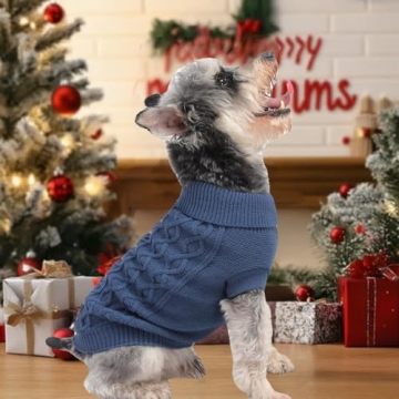 Small Dog Winter Sweater Dark Blue Cozy Knitwear