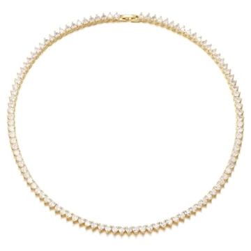 Luxurious Heart Tennis Necklace - 18K Gold-Plated for Women - Dazzling Design and Versatile Wear - P...