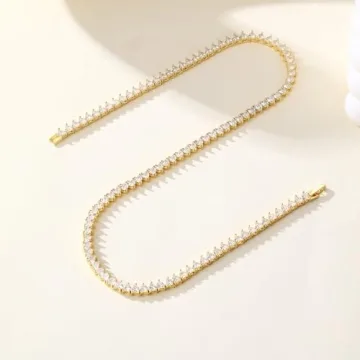 Heart Tennis Necklace for Women - 18K Gold Plated Jewelry