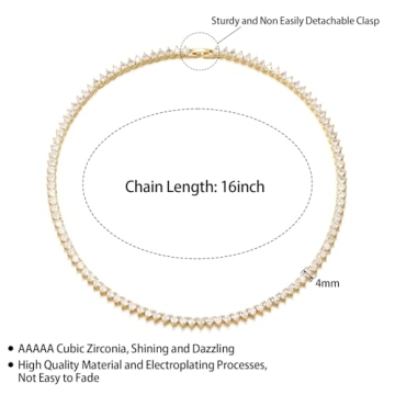 Heart Tennis Necklace for Women - 18K Gold Plated Jewelry