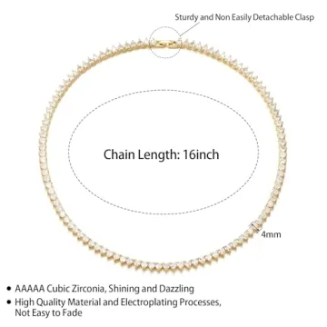 Heart Tennis Necklace for Women - 18K Gold Plated Jewelry