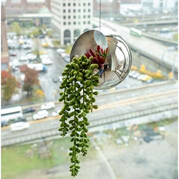 ATP MODERN Stainless Steel Hanging Planter - Contemporary Sphere Pot for Succulents & Air Plants - Minimalistic Design (Small, Polished Stainless)