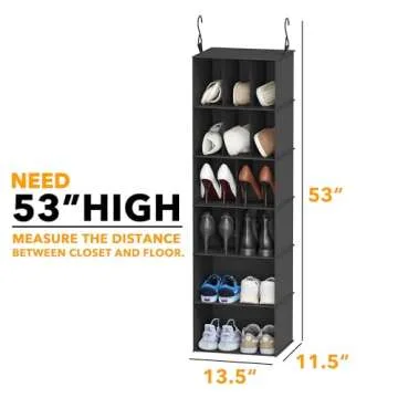 SpaceAid 2 Pack Hanging Closet Organizer and Storage with Dividers, 24 Compartments Hanging Shoe She...
