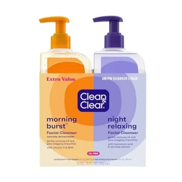 Clean & Clear 2-Pack Oil-Free Facial Cleansers with Citrus Scent, Morning Burst and Night Relaxing, ...