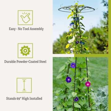 Gardener's Supply Company Essex Trellis for Climbing Plants Outdoor | Sturdy Upright Garden Trellis for Vines, Tomatoes, Peas & Other Live Plants Support | No Assembly Required - 25-1/2"D x 78" H