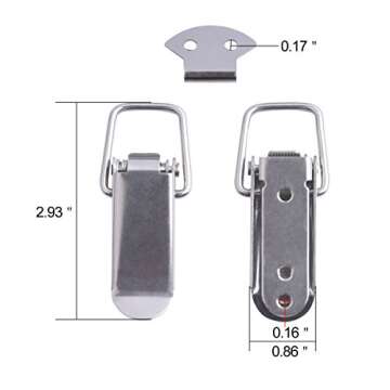 Accessbuy Stainless Steel Spring Loaded Toggle Latch Hardware Draw Catch Latch Clamp Clip for Small Cases,Trunk,Toolbox, and Chest 4 Pack (90mm Overall Length)