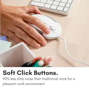 Macally Silent Wired Mouse - Slim & Compact USB Mouse for Apple Mac or Windows PC Laptop/Desktop - Designed with Optical Sensor & DPI Switch - Simple & Comfortable Wired Computer Mouse (White)