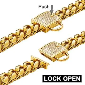 ToBeTrendy Cuban Link Dog Collar Luxury Gold Chain for Dogs
