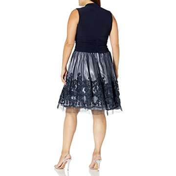 S.L. Fashions Women's Size Tea Length Fit and Flare Dress-Closeout, Navy, 20 Plus