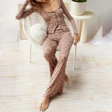 Argeousgor Y2k Floral Pajamas Set for Women - Comfort & Style