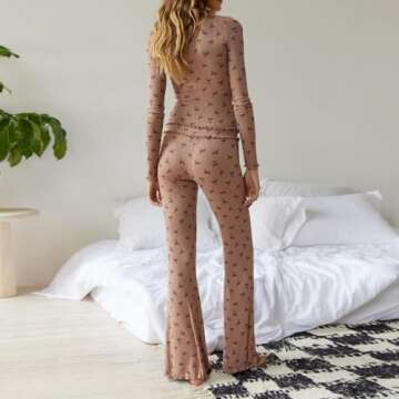 Argeousgor Y2k Floral Pajamas Set for Women - Comfort & Style