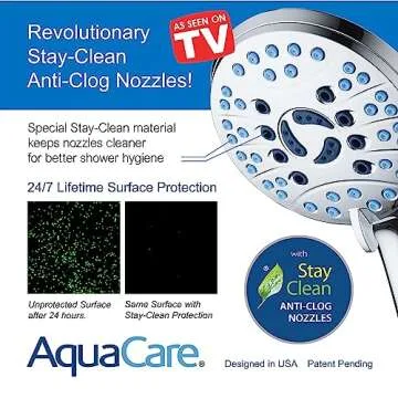 Hotel Spa AquaCare As-Seen-On-TV High Pressure 48-setting Rain & Handheld 3-way Shower Head Combo - Anti-clog Nozzles/Tub, Tile & Pet Power Wash/Extra Long 6 ft. Hose/All Chrome Finish