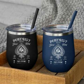 Pokerist Black Stemless Poker Tumbler 12oz Gift