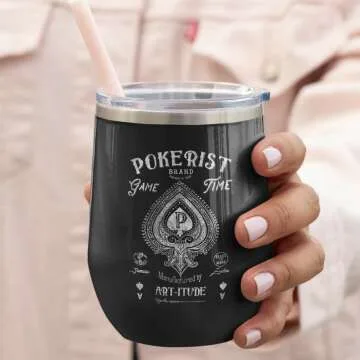 Pokerist Black Stemless Poker Tumbler 12oz Gift