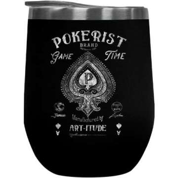 Pokerist Black Stemless Poker Tumbler 12oz Gift