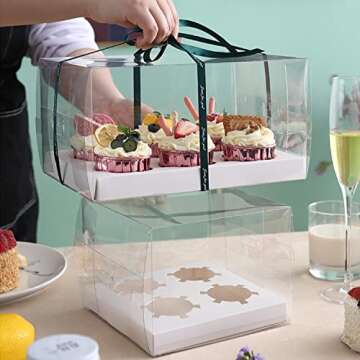 GothaBach 100 Sets Cupcake Liners with Dome Lids