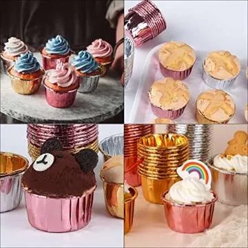 GothaBach 100 Sets Cupcake Liners with Dome Lids