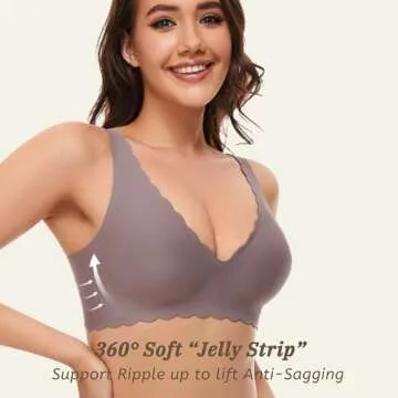 Quttlzze Deep V Petal Bras for Women No Underwire Soft Wireless Bras Comfort Seamless Bralettes with Extender Dark Grey,XL