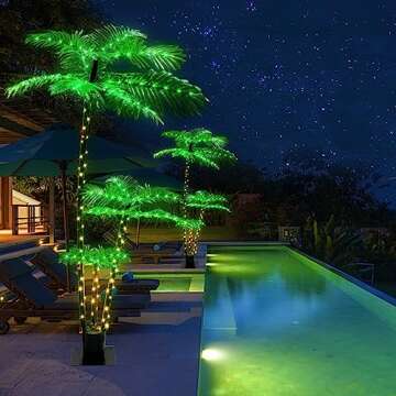 Artificial Palm Tree 6Ft 3Trunks 219LED Christmas Tree 8 Modes Timer Memory Function Lights Fake Pla...