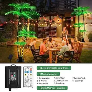 Artificial Palm Tree 6Ft 3Trunks 219LED Christmas Tree 8 Modes Timer Memory Function Lights Fake Plant Tree for Outside Patio Home Pool Yard Patio Hawaiian Office Party Tiki Bar Decor