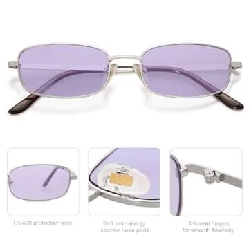 SOJOS Small Y2K Narrow Rectangle Sunglasses for Retro Style and UV400 Protection
