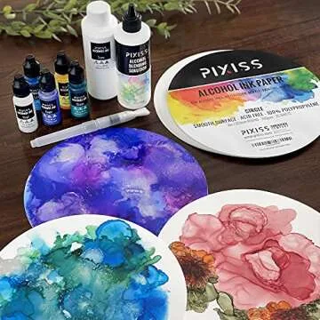 Pixiss Circle Alcohol Ink Paper 25 Round Sheets 300gsm