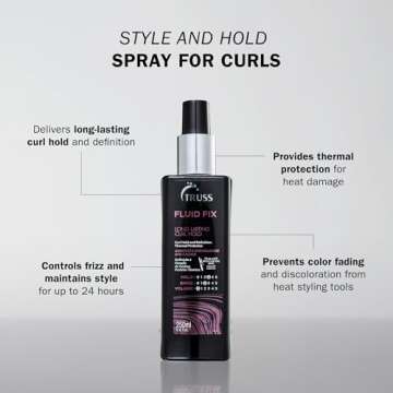 TRUSS Fluid Fix - Long-lasting Curl And Defining Hold - Leave-in Heat Protectant Styling Spray For H...