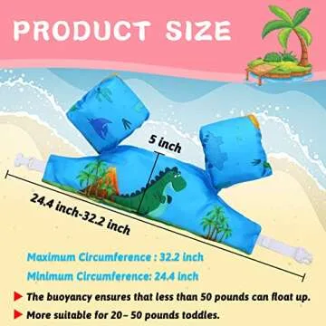 Onory Toddler Swim Vest Kids Adjustable Strap Swimming Jacket Pool Floaties Learn Swimming Training, Cute Cartoon Swim Training Equipment Swim Aid for 20-50 lbs Boys and Girls