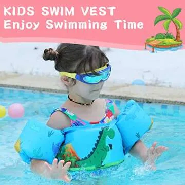 Onory Toddler Swim Vest Kids Adjustable Strap Swimming Jacket Pool Floaties Learn Swimming Training, Cute Cartoon Swim Training Equipment Swim Aid for 20-50 lbs Boys and Girls