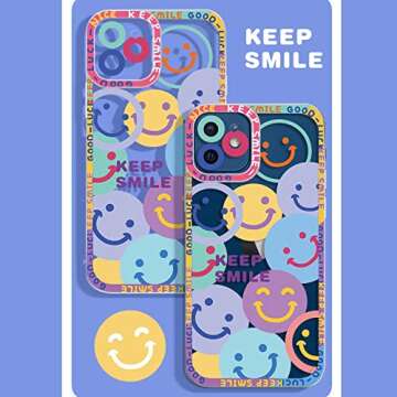 MGQILING Cute Smile Face Phone Case Compatible with iPhone 13 Pro Max Lens Protection Shockproof Fashion Soft TPU Clear Smile Flower Cover Case for Women Girl - iPhone 13 Pro Max 6.7 Inch Colorful