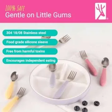 Elk and Friends Kids Silverware with Silicone Handle | Childrens Safe Flatware | Toddler Utensils | ...